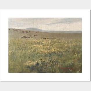 Grazing Cows Oil on Canvas Painting Posters and Art